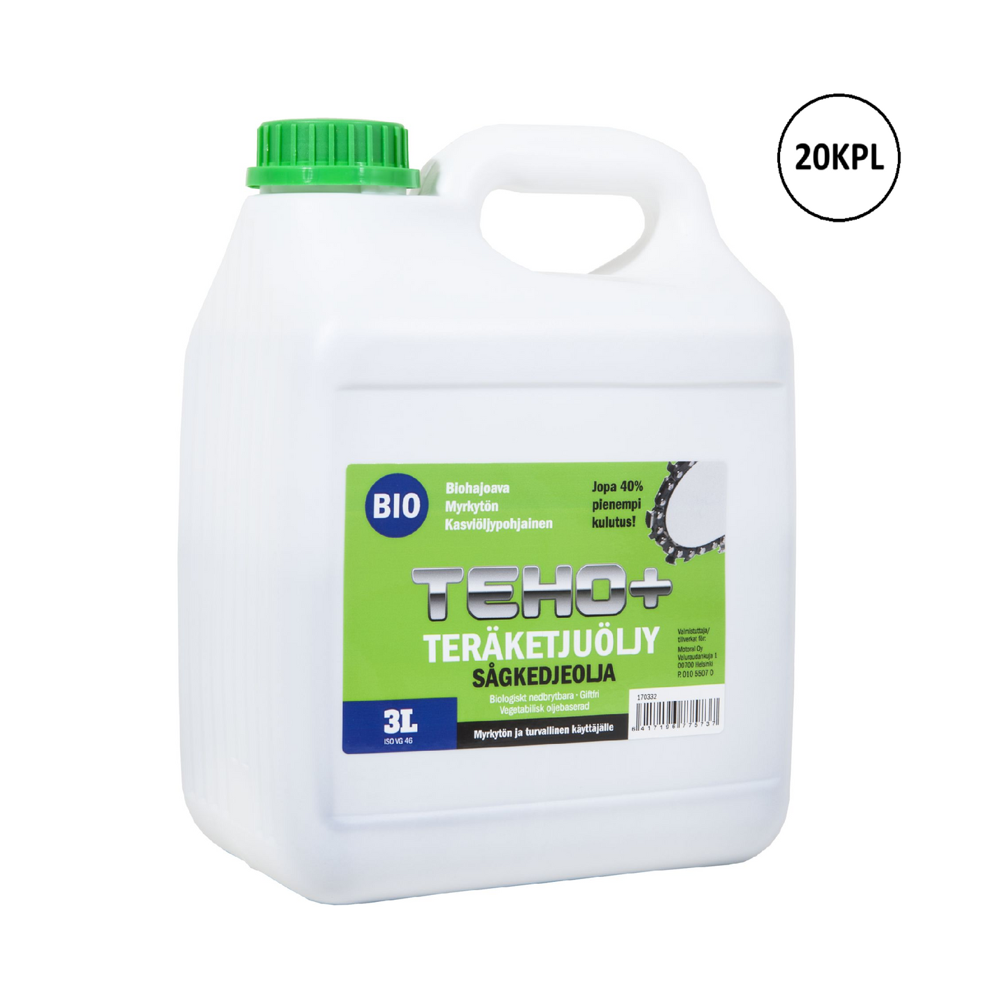 Teho+ Bio Teräketjuöljy - kannu 3l x 20kpl