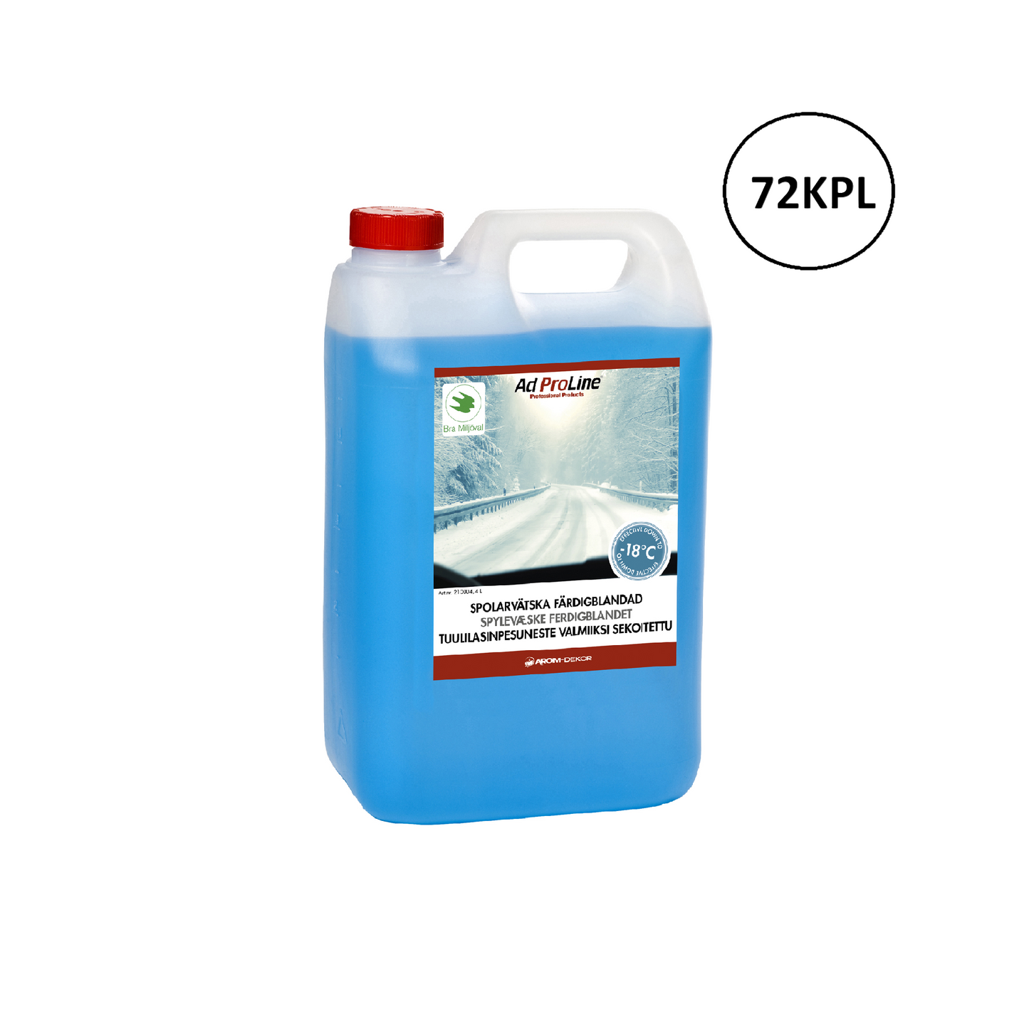 Arom-dekor Tuulilasinpesuneste, valmis -18°C - kanisteri 4l x 72kpl
