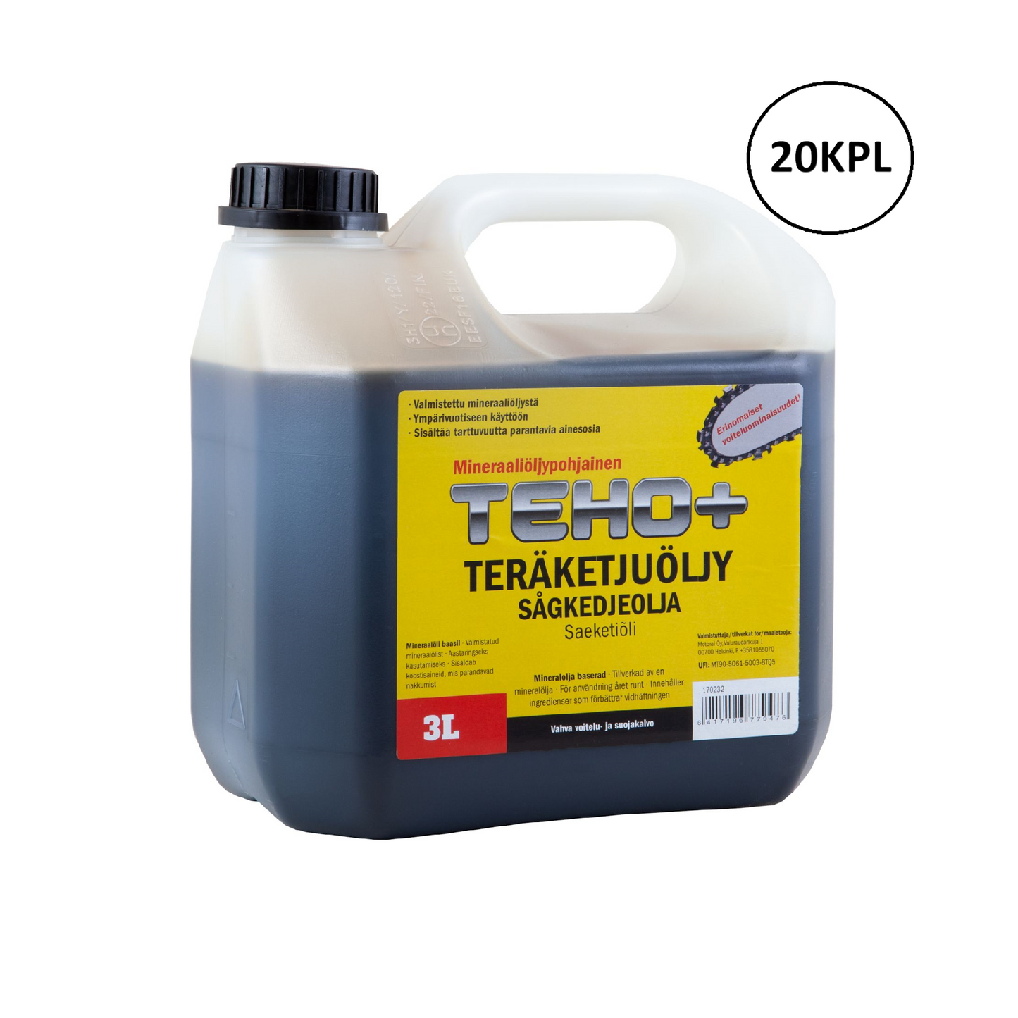 Teho+ Teräketjuöljy - kannu 3l x 20kpl